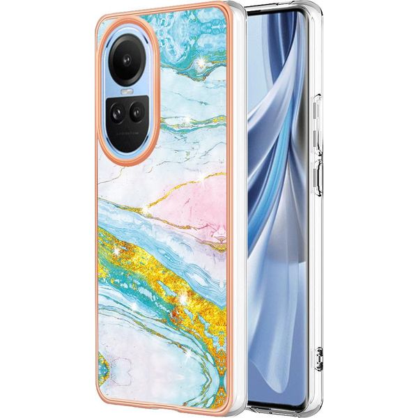 Custodia Per Oppo Reno10 5G, Sottile Marmo Antiurto Custodia Morbida Tpu Paraurti Turchese-image