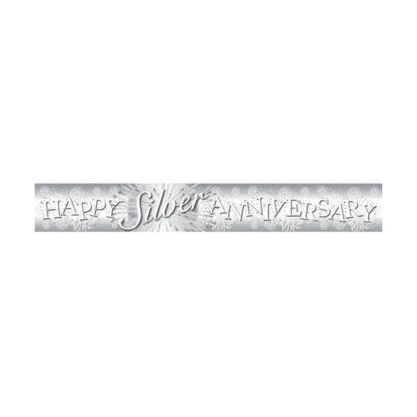 Amscan - Design Olografico - Bandiera, Anniversario - Foil SG35473 (Taglia Unica) (Argento)-image
