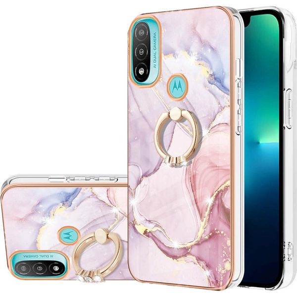 Custodia Marble Per Motorola Moto E20/E30/E40, Custodia Protettiva In Silicone Tpu Con Supporto Ad Anello Grigio-image