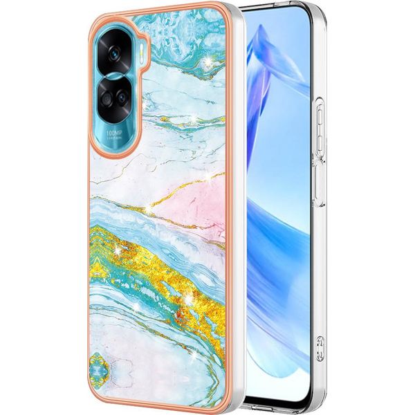 Custodia Per Honor 90 Lite 5G, Sottile Marmo Antiurto Morbido Tpu Paraurti Turchese-image