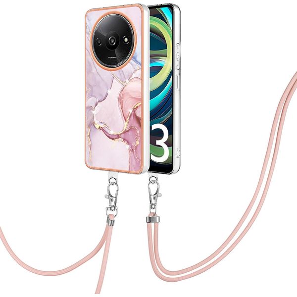 Custodia Con Cinturino Per Xiaomi Redmi A3, Paraurti In Tpu Morbido, Custodia Protettiva, Con Cinturino Regolabile Oro Rosa-image