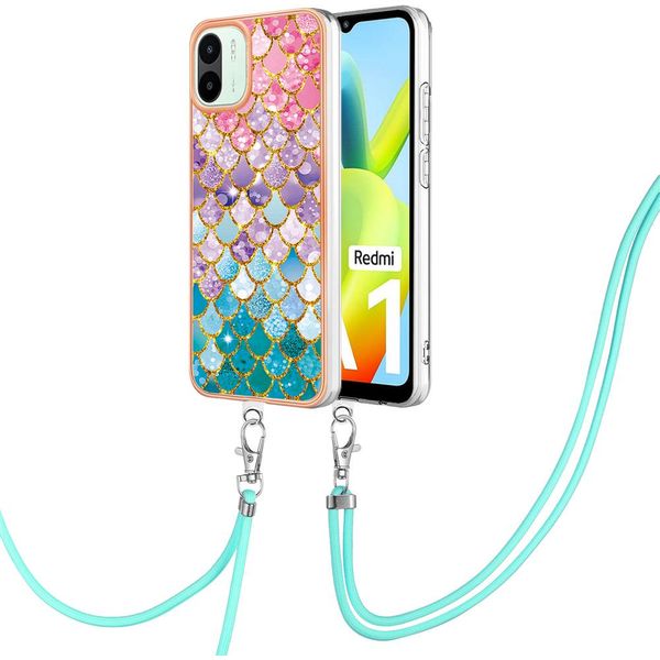 Custodia Con Cinturino Per Xiaomi Redmi A1, Custodia In Tpu A Fantasia Con Cinturino Regolabile Colorato-image