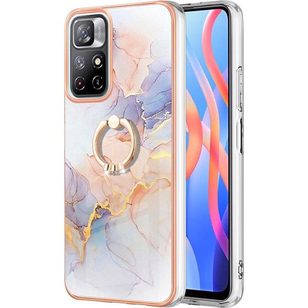 Custodia Per Xiaomi Redmi Note 11 5G, Custodia Protettiva In Silicone Tpu A Fantasia Con Supporto Ad Anello Grigio-image