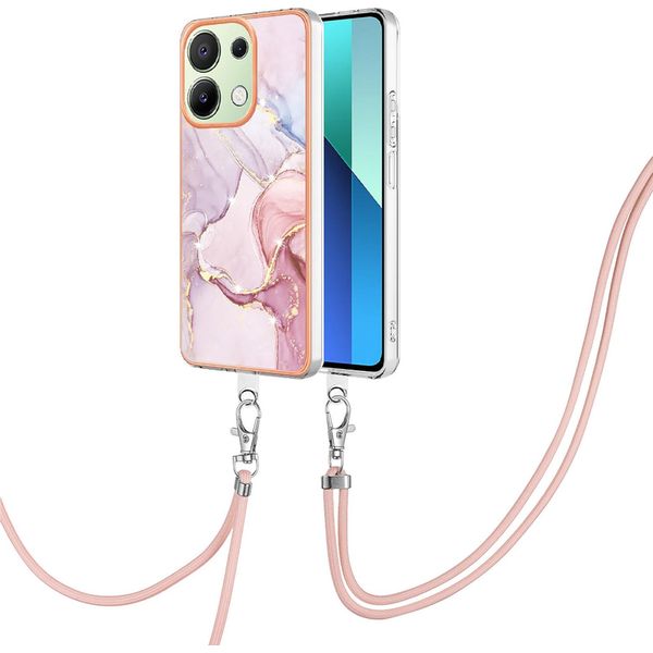 Custodia Con Cinturino Per Xiaomi Redmi Note 13 4G, Paraurti In Tpu Morbido, Custodia Protettiva, Con Cinturino Regolabile Oro Rosa-image
