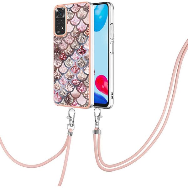 Custodia Con Cinturino Per Xiaomi Redmi Note 11 4G/Note 11S, Custodia In Tpu A Fantasia Con Cinturino Regolabile Caffè-image