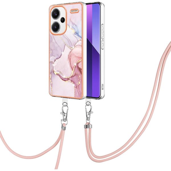 Custodia Con Cinturino Per Xiaomi Redmi Note 13 Pro+ 5G, Paraurti In Tpu Morbido, Custodia Protettiva, Con Cinturino Regolabile Oro Rosa-image