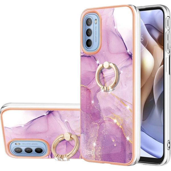 Custodia Marble Per Motorola Moto G31 / G41, Custodia Protettiva In Silicone Tpu Con Supporto Ad Anello Viola-image