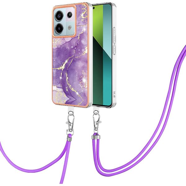 Custodia Con Cinturino Per Xiaomi Redmi Note 13 Pro 5G, Paraurti In Tpu Morbido, Custodia Protettiva, Con Cinturino Regolabile Viola-image