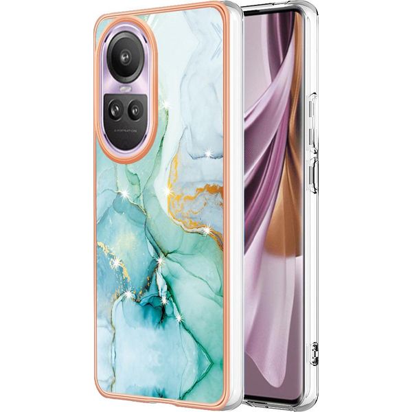 Custodia Per Oppo Reno10 Pro 5G, Sottile Marmo Antiurto Morbido Tpu Paraurti Verde-image