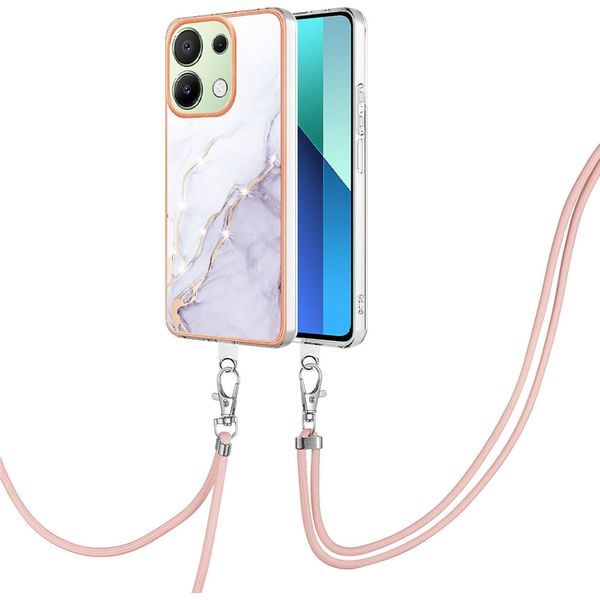 Custodia Con Cinturino Per Xiaomi Redmi Note 13 4G, Paraurti In Tpu Morbido, Custodia Protettiva, Con Cinturino Regolabile Bianco-image