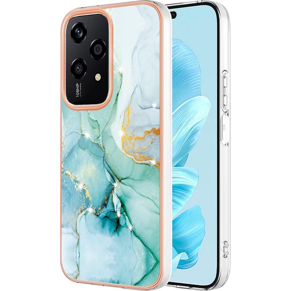 Custodia Per Honor 200 Lite, Sottile Marmo Antiurto Morbido Tpu Paraurti Verde-image