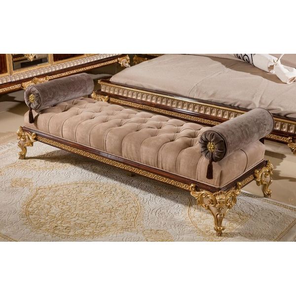 Casa Padrino Panca Barocca Grigio / Marrone Scuro / Oro - Mobili Barocchi-image