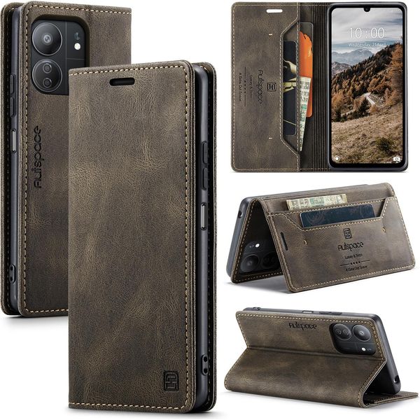 Custodia Redmi 13C, Custodia Retrò In Finto Cuoio, Supporto E Custodia Protettiva Per Xiaomi Redmi 13C/Poco C65 Kupfer-image