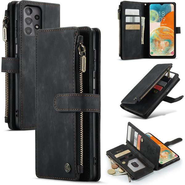 Custodia Galaxy A23, Flip Pelle Zip Stand Funzione Custodia Protettiva Per Samsung Galaxy A23 Nero-image