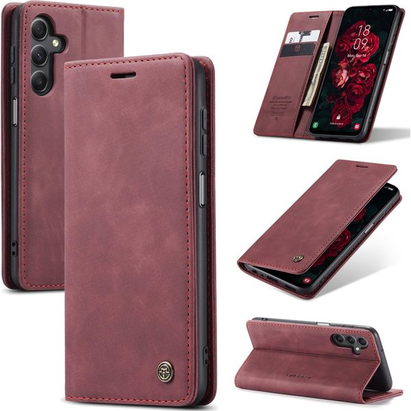 Custodia Galaxy A25, Retro Custodia In Finto Cuoio Con Funzione Stand Custodia Protettiva Per Samsung Galaxy A25 5G Rosso-image