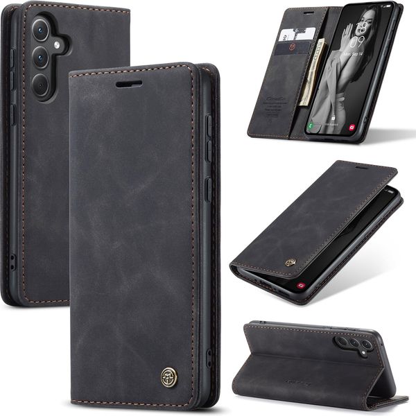 Custodia Galaxy A35, Retro Custodia In Finto Cuoio Con Funzione Stand Per Samsung Galaxy A35 5G Nero-image