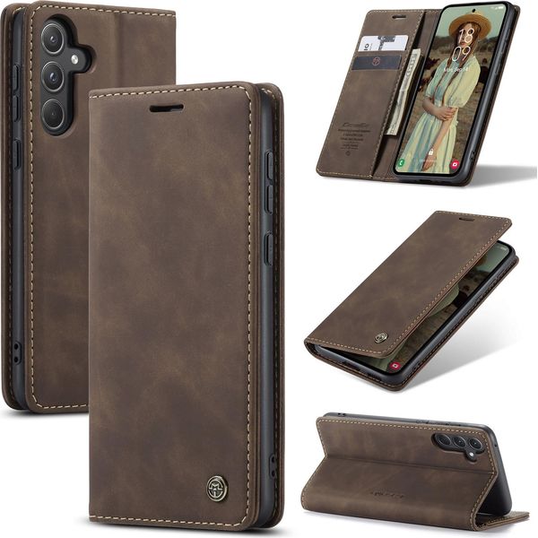 Custodia Galaxy A55, Retro Custodia In Finto Cuoio Con Funzione Stand Custodia Protettiva Per Samsung Galaxy A55 5G Rame-image