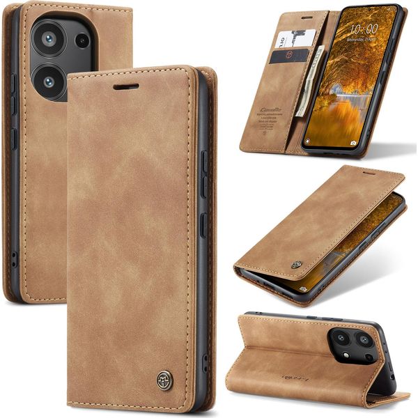 Xiaomi Poco M6 Pro 4G Custodia, Retro Custodia In Finto Cuoio Con Funzione Stand Per Xiaomi Redmi Note 13 Pro 4G/Poco M6 Pro 4G Marrone-image