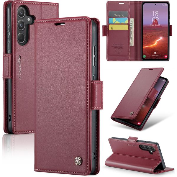 Custodia Galaxy A55, Custodia In Pelle Con Funzione Stand Per Samsung Galaxy A55 Rosso-image