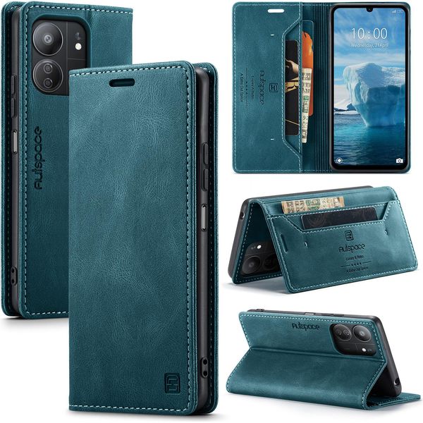 Custodia Redmi 13C, Custodia Retrò In Finto Cuoio, Supporto E Custodia Protettiva Per Xiaomi Redmi 13C/Poco C65 Blu-image