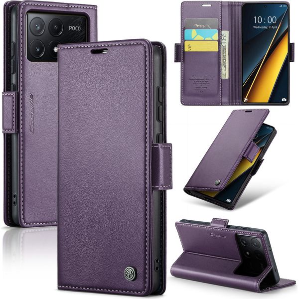 Xiaomi Poco X6 Pro Case, Custodia In Pelle Con Funzione Stand Per Xiaomi Poco X6 Pro /Redmi K70E Viola-image