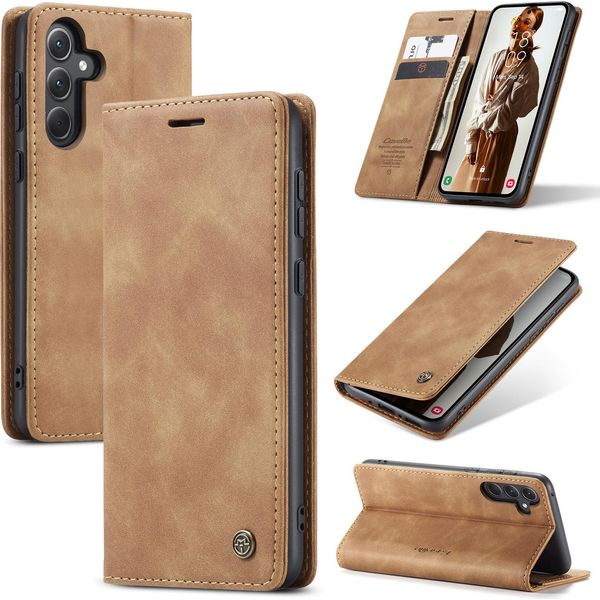 Custodia Galaxy A35, Retro Custodia In Finto Cuoio Con Funzione Stand Custodia Protettiva Per Samsung Galaxy A35 5G Marrone-image