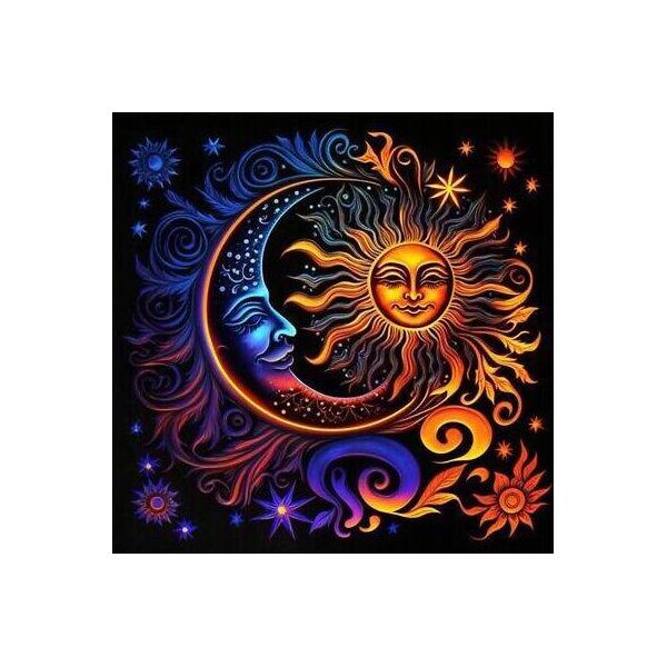 40X30 Cm Pittura A Diamante Fai Da Te Pittura A Diamante Sole E Luna-image