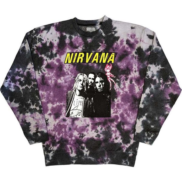 Nirvana - Felpa "Flipper"" Per Uomo/Donna Unisex RO11166 (Xl) (Grigio/Viola/Nero)"-image
