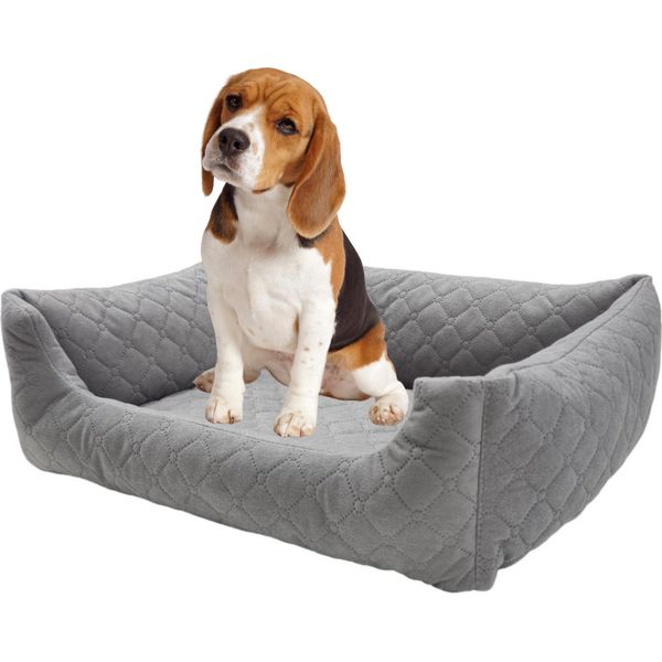 Letto Per Cani Di Piccola Taglia Divano Per Cani Cesto Per Cani Con Bordi Rialzati (70 X 60 Cm Grigio)-image