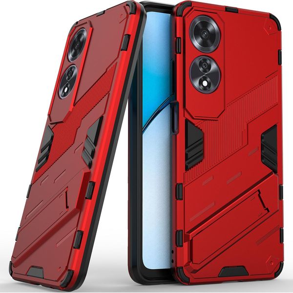 Custodia Per Oppo A60 Custodia Protettiva Ibrida In Pc Tpu Antiurto Con Funzione Stand Rosso-image