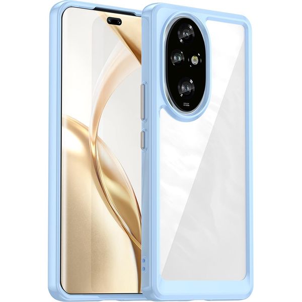 Custodia Per Honor 200 Pro Trasparente, Protettiva In Silicone Tpu Antiurto Blu-image