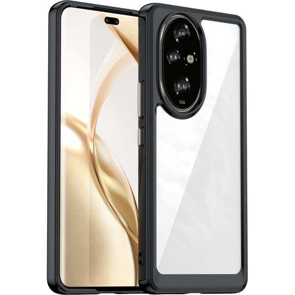 Custodia Per Honor 200 Pro Trasparente, Protettiva In Silicone Tpu Antiurto Nero-image