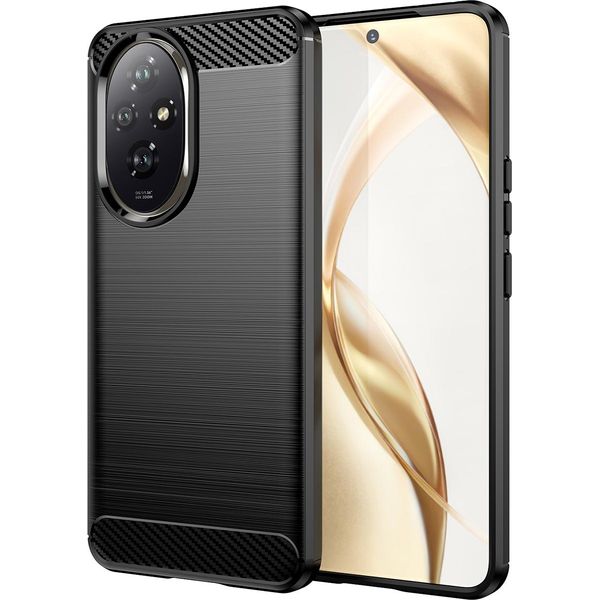 Custodia Per Honor 200 In Silicone Tpu Morbido, Fibra Di Carbonio, Custodia Protettiva Antiurto Nera-image
