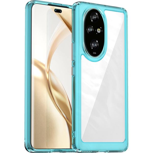 Custodia Per Honor 200 Pro Trasparente, Protettiva In Silicone Tpu Antiurto Azzurro-image