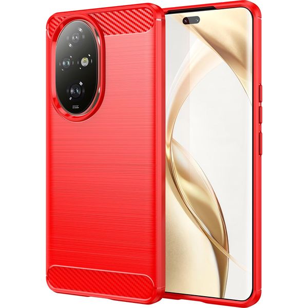 Custodia Per Honor 200 Pro In Silicone Tpu Morbido, Fibra Di Carbonio, Custodia Protettiva Antiurto Rossa-image