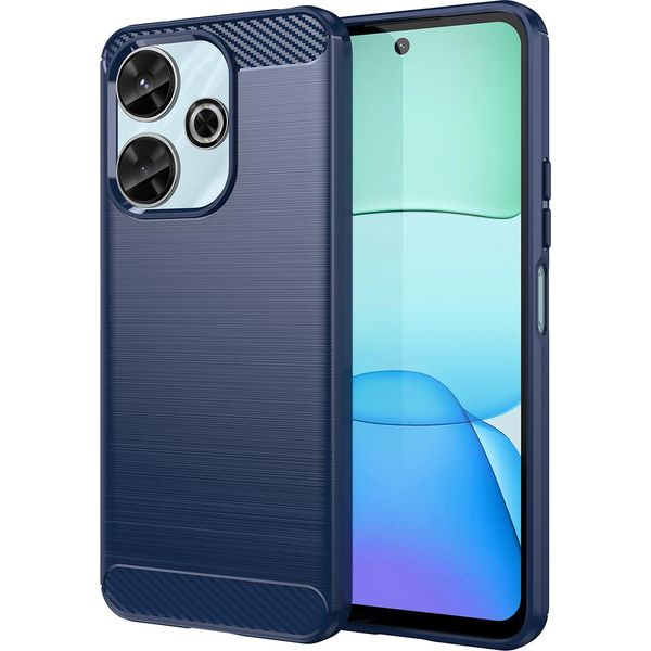 Custodia Per Xiaomi Redmi 13 4G In Silicone Tpu Morbido, Fibra Di Carbonio, Custodia Protettiva Antiurto Blu-image