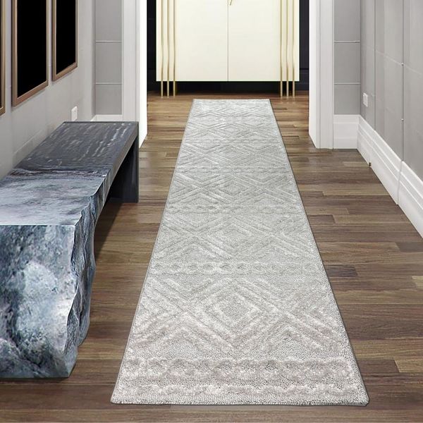 Tappeto Da Salotto In Stile Boho Con Motivi A Rombi E Cerchi In Beige Dimensioni - 80 X 300 Cm-image