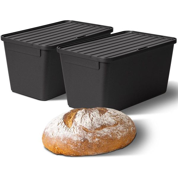 Novaliv 2X Cassetta Per Il Pane In Plastica Con Coperchio 32X20X16,5 Cm Cassetta Per Il Pane Cassetta Di Plastica Per La Conservazione Del Pane Cassetta Per Rotoli Di Pane Ideale Come Cassetta Di Prova Cassetta Per Pasta Madre Vassoio Con Coperchio Per Pasta Di Pane-image