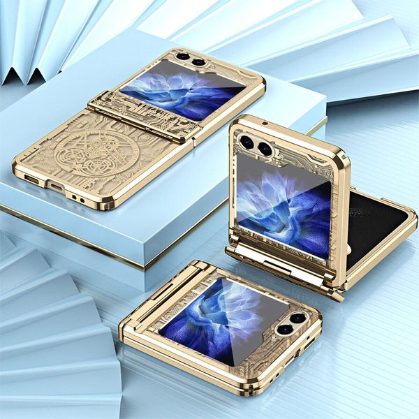 Custodia Per Samsung Galaxy Z Flip 6 / Z Flip 7 Fe Custodia Protettiva Galvanizzata Con Protezione Della Cerniera Oro-image