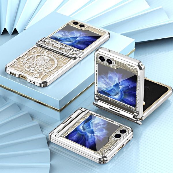 Custodia Per Samsung Galaxy Z Flip 6 / Z Flip 7 Fe Custodia Protettiva Galvanizzata Con Protezione Della Cerniera Argento-image