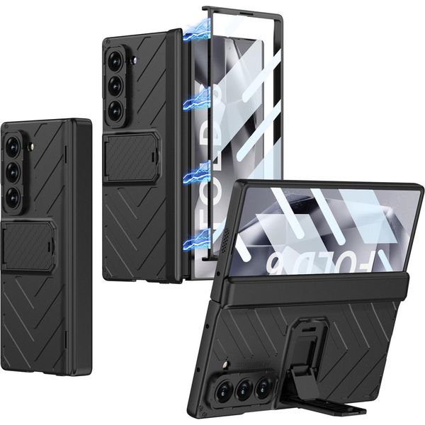 Custodia Per Samsung Galaxy Z Fold 6 Robusta Antiurto Con Supporto, Protezione Dello Schermo Integrata Nera-image