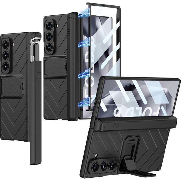 Custodia Per Samsung Galaxy Z Fold 6 Rugged Antiurto Con Supporto, Protezione Dello Schermo Integrata E Slot Per Penna Nero-image