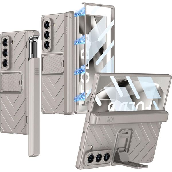 Custodia Per Samsung Galaxy Z Fold 6 Rugged Antiurto Con Supporto, Protezione Dello Schermo Integrata E Slot Per Penna Grigio Chiaro-image
