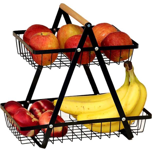 Deccaro Cesto Di Frutta, 2 Livelli, Nero, Medio-image