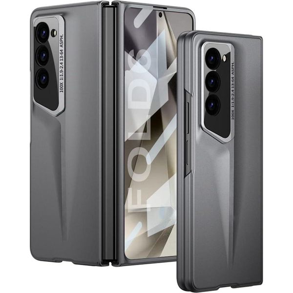 Custodia Per Samsung Galaxy Z Fold 6 Custodia Rigida Opaca Ultrasottile Con Protezione Dello Schermo Integrata Grigio-image