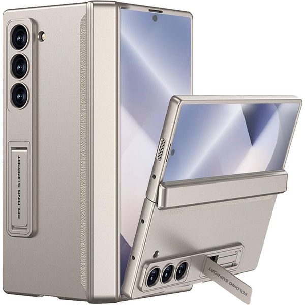 Custodia Per Samsung Galaxy Z Fold 6, Protezione Magnetica Della Cerniera, Cover All-Inclusive Con Protezione Dello Schermo E Supporto Beige-image