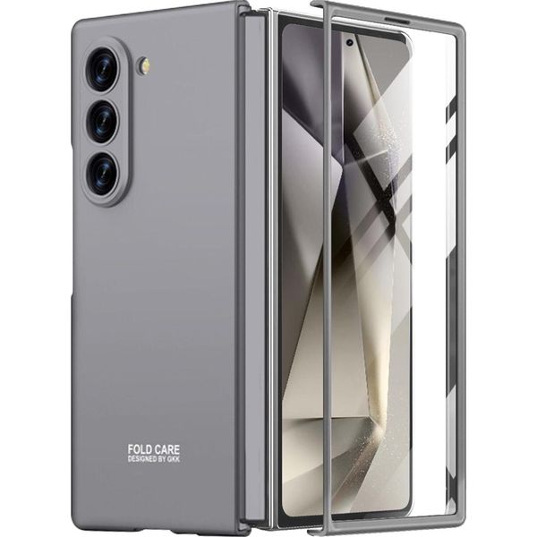 Custodia Per Samsung Galaxy Z Fold 6 Custodia Pc Solida Sottile E Opaca Con Pellicola Protettiva Sul Display Grigio-image