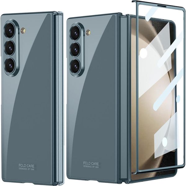 Custodia Per Samsung Galaxy Z Fold 6 Custodia Sottile In Elettroplastica Trasparente Con Protezione Dello Schermo Integrata Verde-image