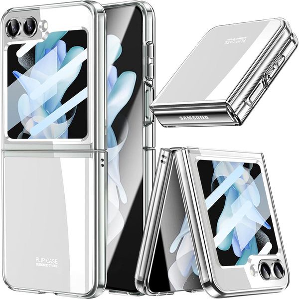 Custodia Per Samsung Galaxy Z Flip 6 / Z Flip 7 Fe Custodia Sottile In Plastica Elettrolitica Trasparente Con Protezione Dello Schermo Integrata Trasparente-image