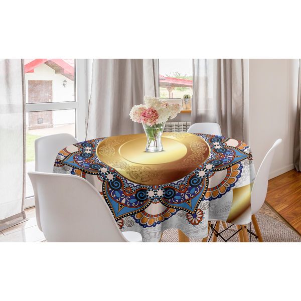 Abakuhaus Tovaglia Rotonda Mandala, Stile Boho Floreale, Tovaglia Circolare Per Sala Da Pranzo E Cucina, 150 Cm, Multicolore-image